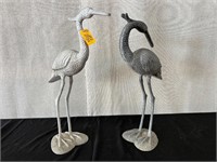 Pair of Vintage Yard Decor Cranes - Oxidized