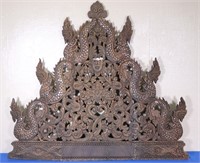 Large Asian Carved Wood Wall Hanging