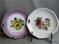 2 German Floral Motif Vtg Cake Plates