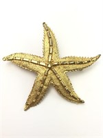 Gold Tone Star Fish Brooch 2.5"