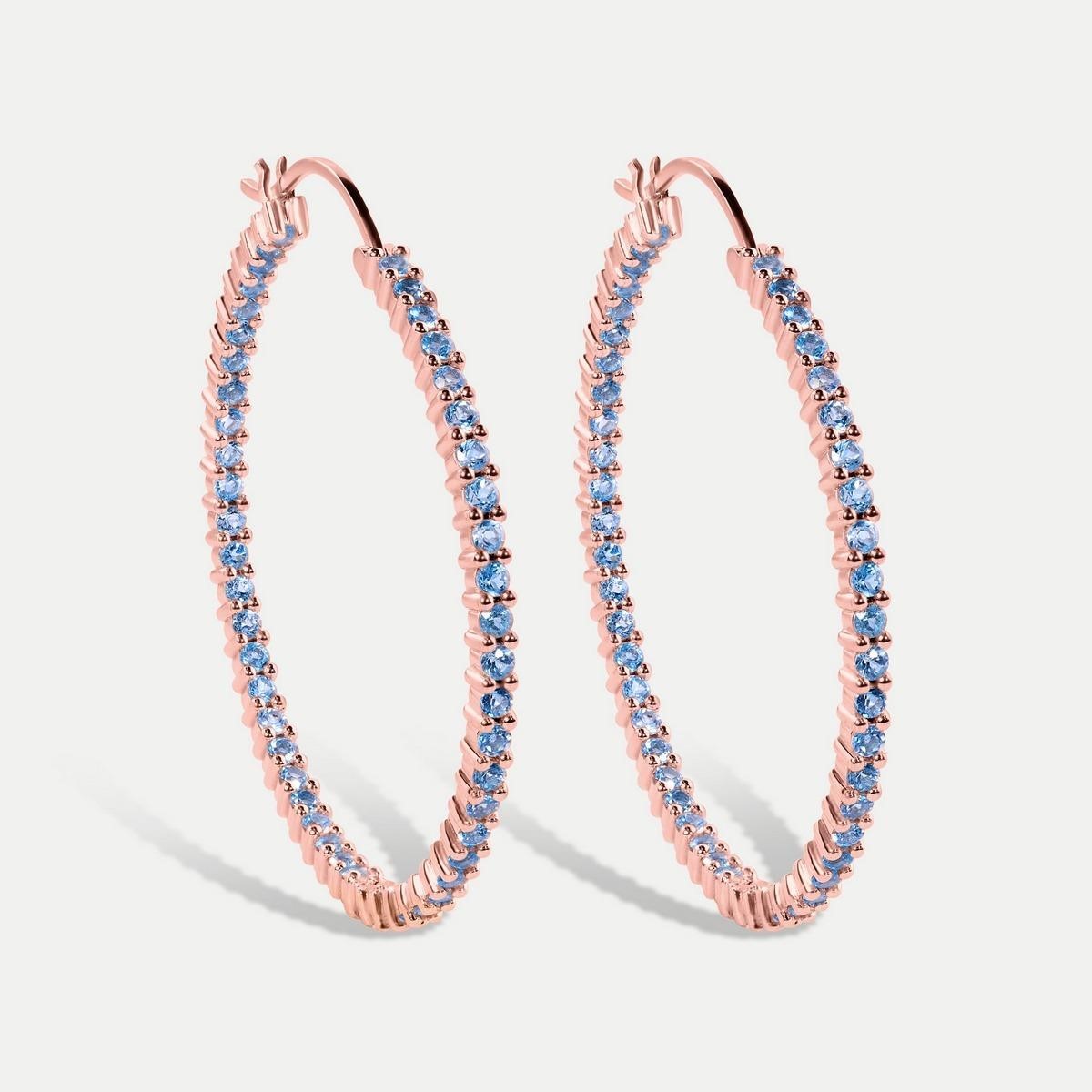 14K ROSE GOLD 3.60CT SWISS BLUE TOPAZ EARRINGS