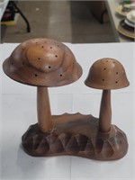 Vintage Wooden Mushroom Art