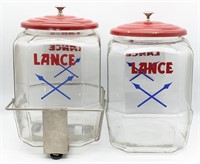 (2) Lance Crackers Glass Storage Jars 12" H x 7"