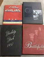 4  school year books, 1943 the garland, 1972 the