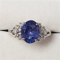 Certified 10K Tanzanite(2.1ct) Diamond(0.2ct) Ring