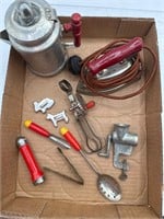 Vintage child’s kitchen items and vintage iron