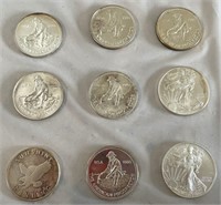 Nine Fine Silver Rounds