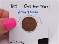 1863 Civil War Token ARMY NAVY
