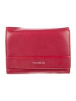 Tiffany & Co. Red Leather Snap Cls Compact Wallet