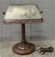 Antique Metal/ Glass Desk Lamp