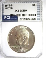 1972-S Silver Ike MS69 LISTS $3400