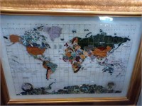 Framed map made with gemstone