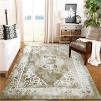 Soft Living Room Rug 4x6 Brown Thin Rugs for