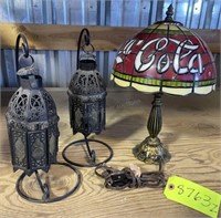 Coca-Cola Lamp/ 2- Hanging Candle Holders