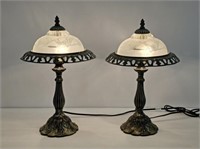 PAIR ART NOUVEAU STYLE TABLE LAMPS - 17" TALL