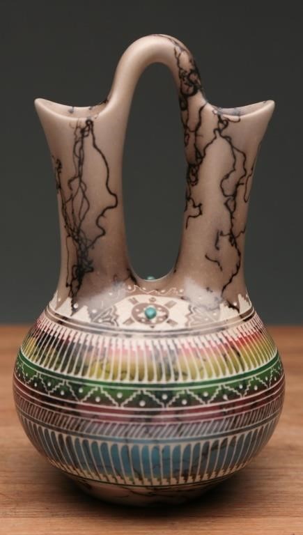 Susie Charlie Navajo Horsehair Wedding Vase