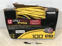 Utilitech Pro 100' extension cord, works, damaged