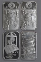 4 - 1ozt Silver .999 Bars (4ozt TW) Christmas
