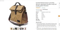 Insulated Waxed Canvas Lunch Bag (Brown)