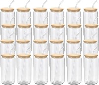 24pk Beer Glass Can Cups With Lids/Straws