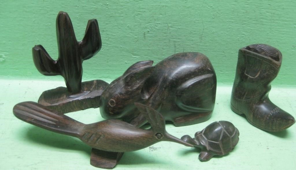 Assorted Carved Ironwood Figures
