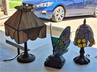 2 Stained Glass Lamps, Butterfly