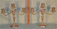 Pair 950 silver candlesticks with 3 light branches
