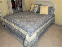 Queen size wicker bed with mattress set