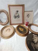 Art lot 4 prints, 2 oval frames, and a photo