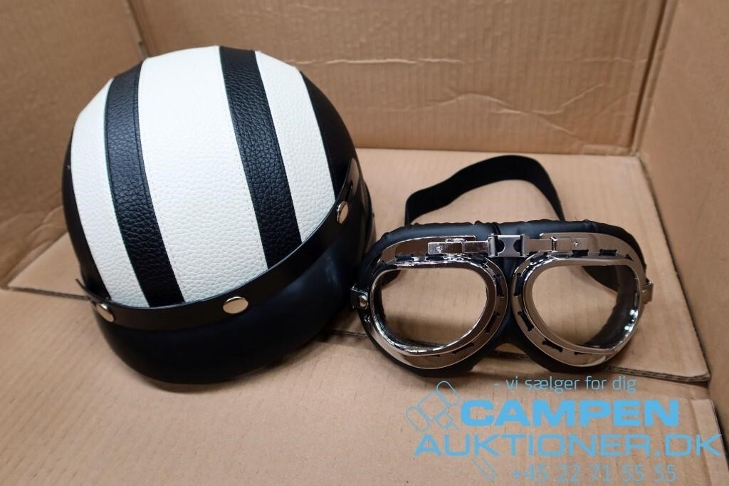 Retro MC-Hjelm med briller Auktioner A/S