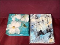 7 Wood Framed Panels Of Artwork- Floral And