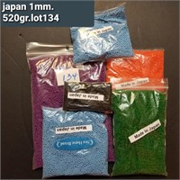 JAPAN VTG 1MM MIXED COLOURS SMALL GLASS SEEDS 520G