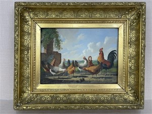 Albertus Verhoesen Roosters and Chickens