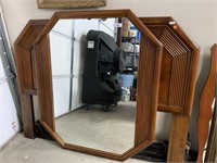 HEADBOARD WITH BED FRAME AND MIRROR -- ART DECO