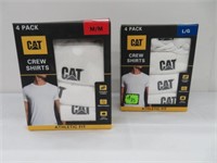 2 CAT CREW SHIRTS (4 PACK, LARGE & MEDIUM)