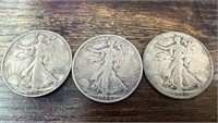 (3) Silver Half Dollars 1942-S, 1944-S, 1944-D