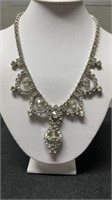 Signed Continental Clear Rhinestone Necklace 15"