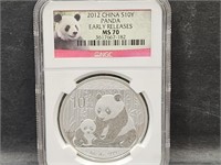 1 OZ MS70 Silver China Panda Coin