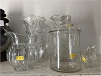 Pattern Glass Pitchers with Canister