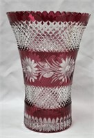 Imperlux Red Cut to Clear Lead Crystal 12"  Vase