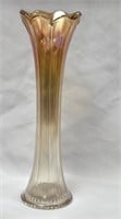 Dugan Rib & Flute Carnival Glass 14" Swung Vase