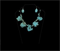 Turquoise & Sterling Pendant Necklace & Earrings