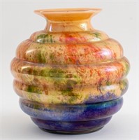 Modern Iridescent Bohemian Glass Bowl Vase