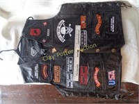 Leather Motorcycle Vest w/Patches