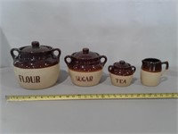 Crock Canisters & Creamer
