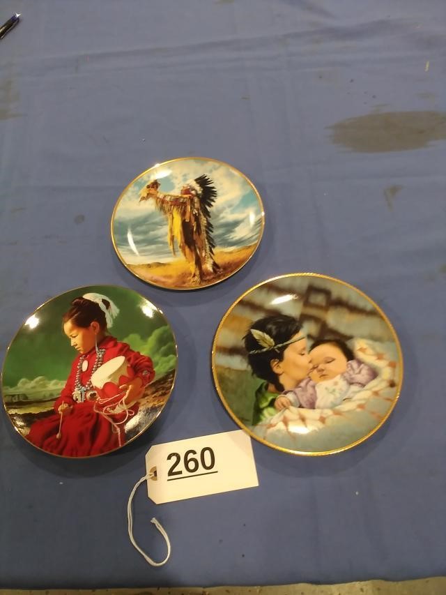 3 Native American Collector Plates