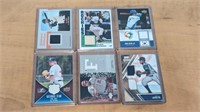 6 Various MLB Baseball Jersey Cards