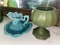 Vintage pottery stand and pitcher and basin