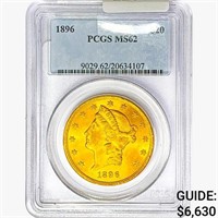1896 $20 Gold Double Eagle PCGS MS62