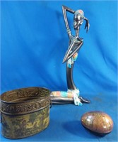 African theme statue and assorted decorative